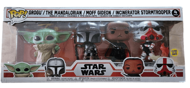 the mandalorian grogu moff gideon incinerator trooper glows in dark 4 pack
