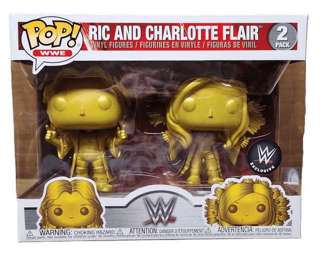 ric and charlotte flair wwe exclusive black background 2 pack