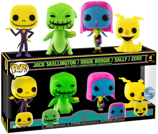 jack skellington oogie boogie sally zero blacklight special edition 4 pack