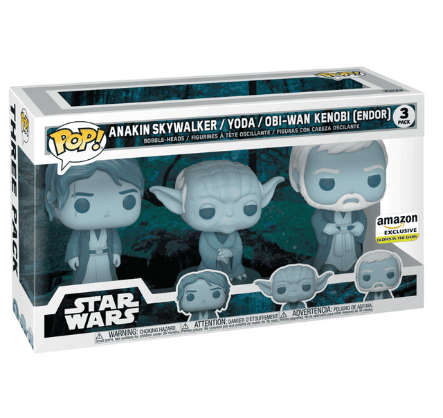 anakin skywalker yoda obi wan kenobi [endor] holographic amazon glows in the dark 3 pack