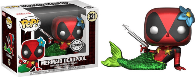 mermaid deadpool metallic exclusive silver background 321