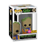 groot with cheese puffs hot topic yellow background flocked pink 1196