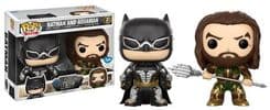 batman and aquaman f y e white blue background 2 pack