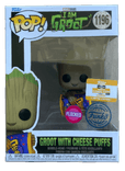 groot with cheese puffs special edition dutch comic con flocked pink background 1196