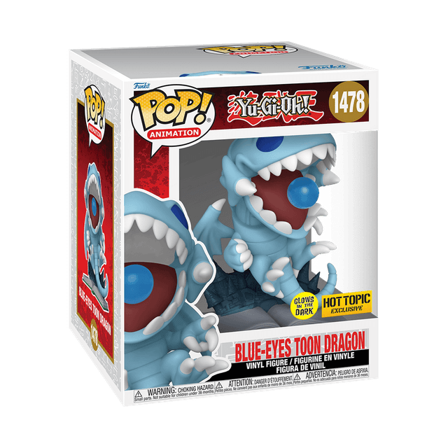 blue eyes toon dragon hot topic yellow background glows in the dark 1478