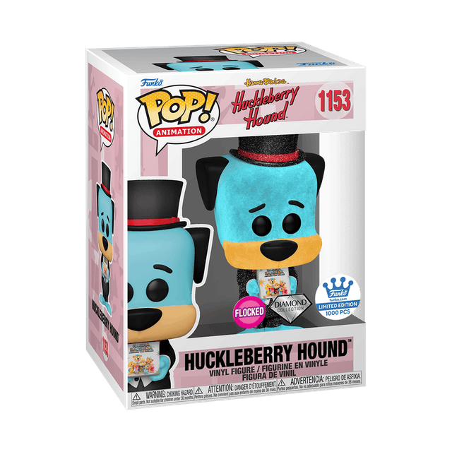 huckleberry hound exclusive white background flocked pink diamond 1153