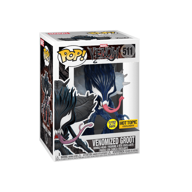 venomized groot hot topic yellow background glows in the dark 511