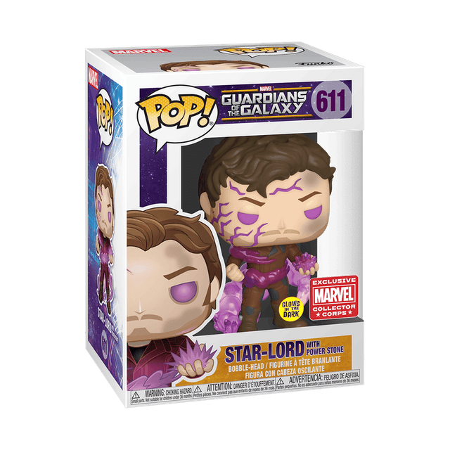 star lord with power stone marvel collector corps red glows in the dark 611