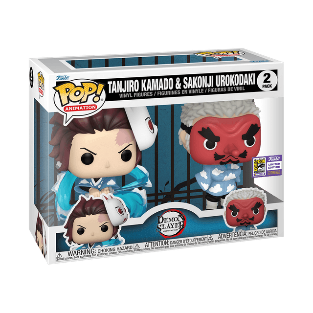 tanjiro kamado sakonji urokodaki san diego comic con 2 pack