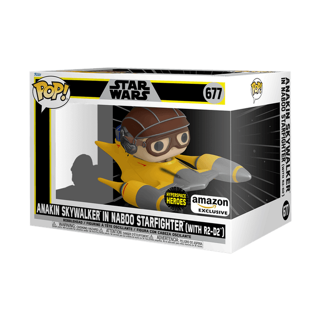 anakin skywalker in naboo starfighter with r2 d2 amazon exclusive white background hyperspace heroes 677