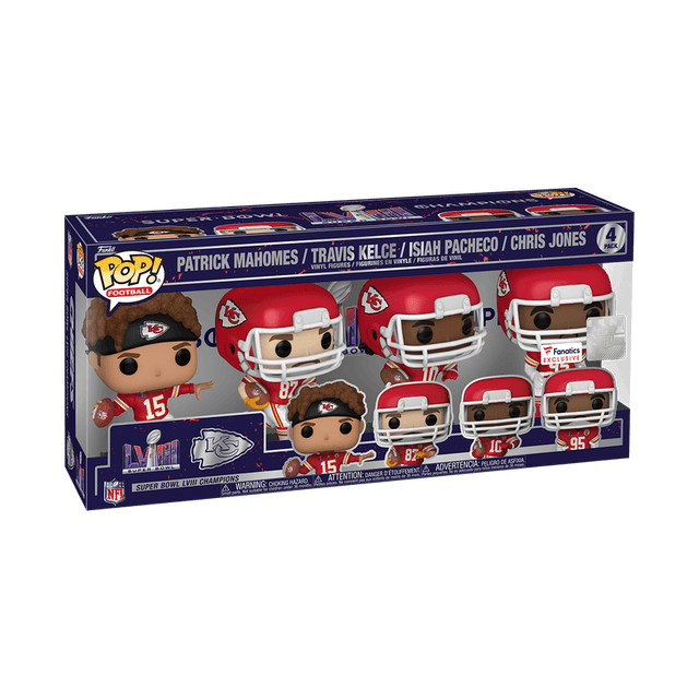 patrick mahomes travis kelce isiah pacheco chris jones super bowl 2024 fanatics nfl 4 pack