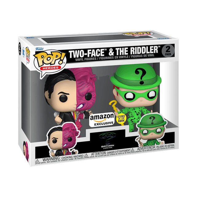two face the riddler amazon exclusive white background glows in dark 2 pack