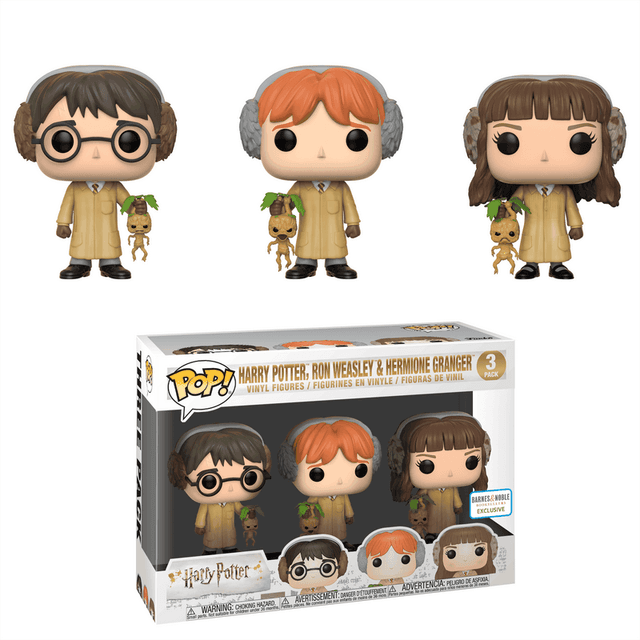 harry potter ron weasley hermione granger herbology barnes noble white background 3 pack