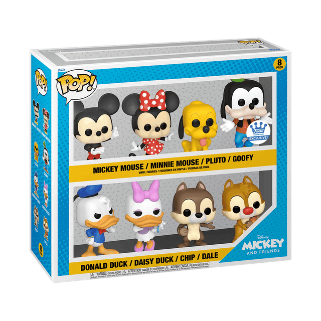 mickey mouse minnie pluto goofy donald duck daisy chip dale exclusive white background 8 pack