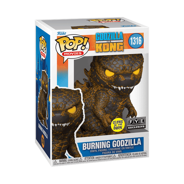 burning godzilla fye exclusive black background glows in the dark 1316
