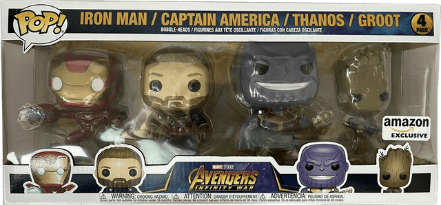 iron man captain america thanos groot amazon exclusive white background 4 pack