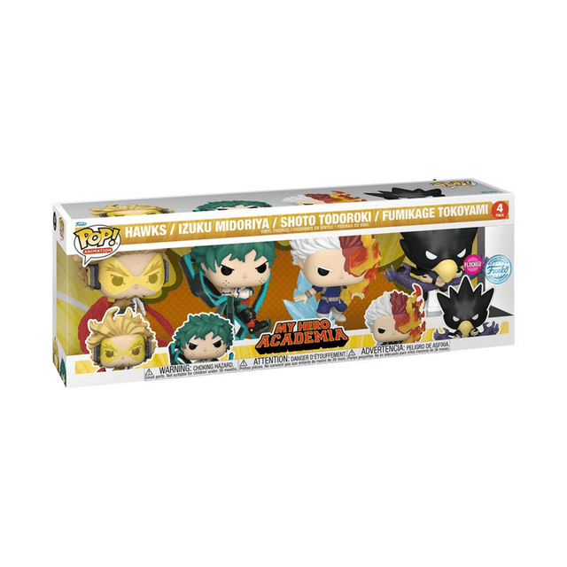 hawks izuku midoriya shoto todoroki fumikage tokoyami special edition flocked pink background 4 pack