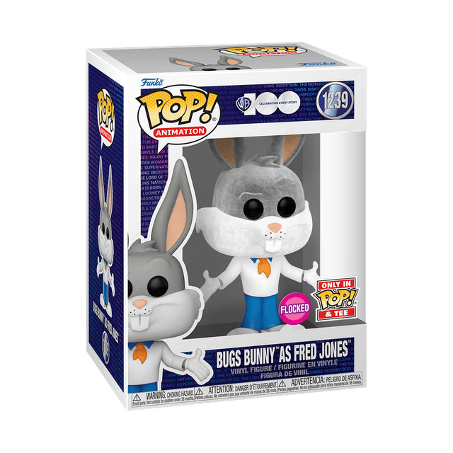bugs bunny as fred jones flocked pink background only in pop tee 1239