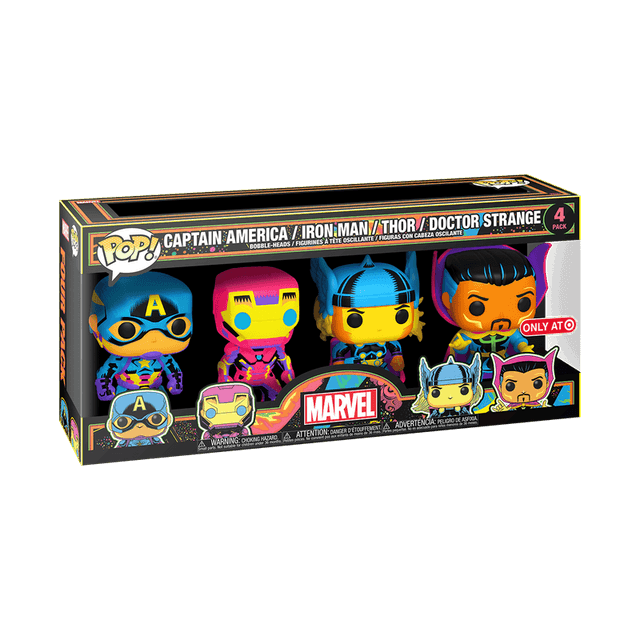 captain america iron man thor doctor strange blacklight only at 4 pack