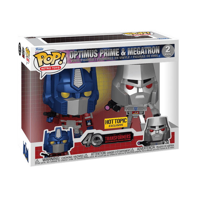 optimus prime megatron hot topic yellow background 2 pack