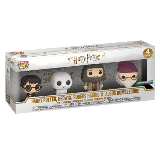 harry potter hedwig rubeus hagrid albus dumbledore a barnes noble exclusive green background 4 pack