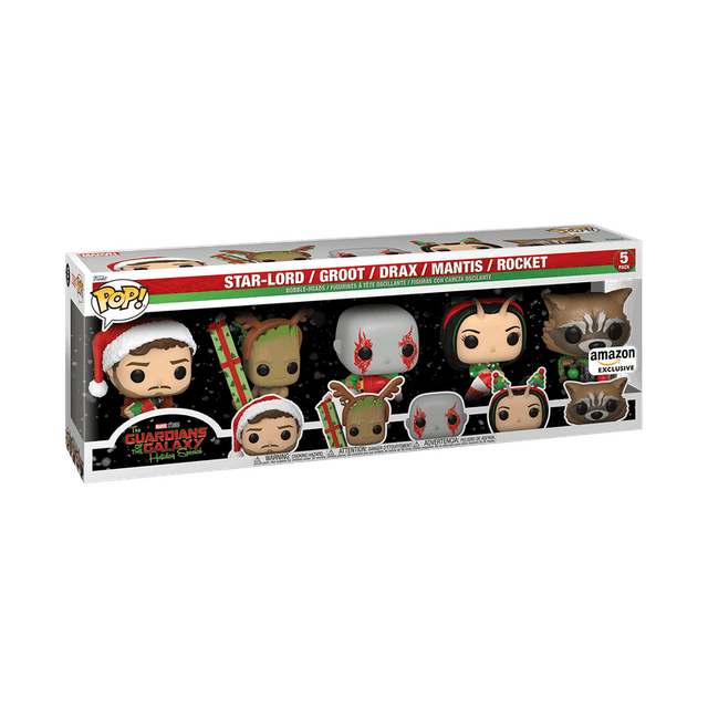star lord groot drax mantis rocket holiday amazon exclusive white background 5 pack