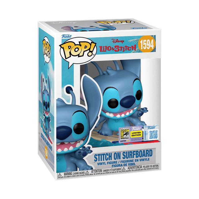 stitch on surfboard san diego comic con qr code 1594