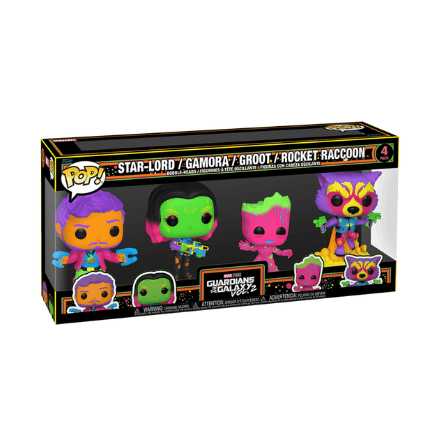 star lord gamora groot rocket raccoon blacklight 4 pack