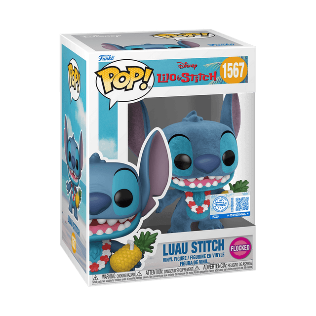 luau stitch original blue flocked pink background 1567