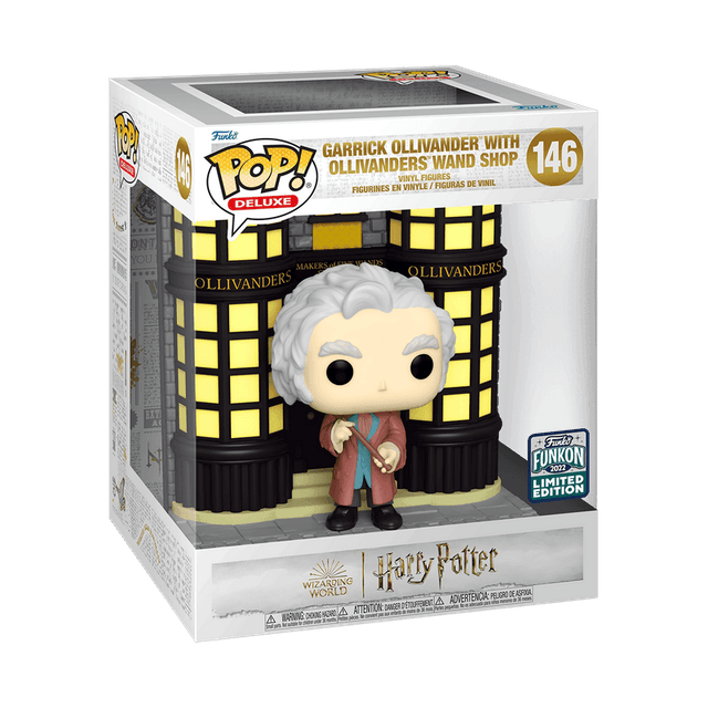 garrick ollivander with ollivanders wand shop funkon hq 5 year anniversary 146