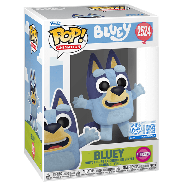 bluey jumping original blue flocked pink background 2524