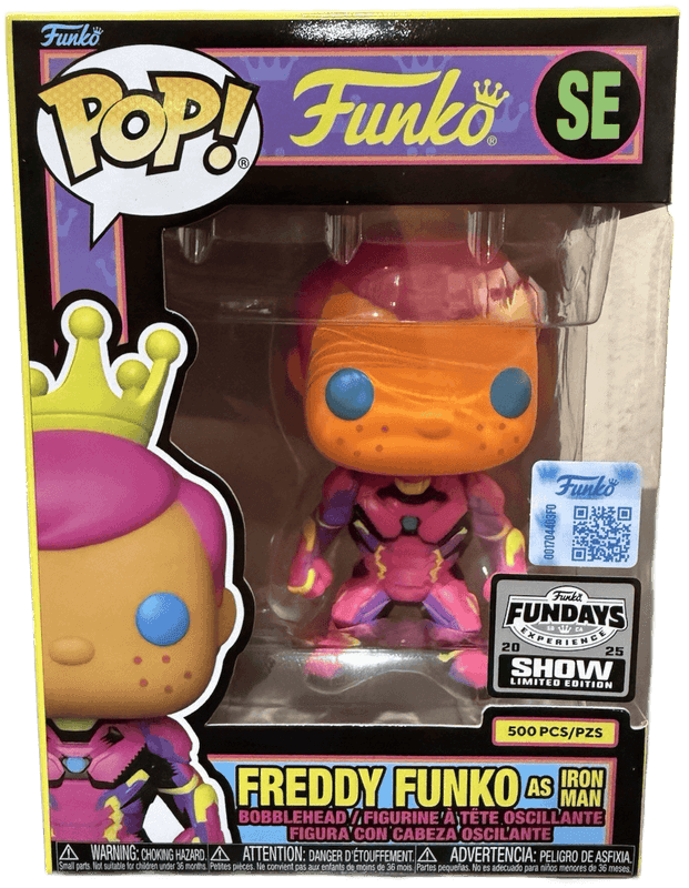 freddy as iron man blacklight fundays show qr code