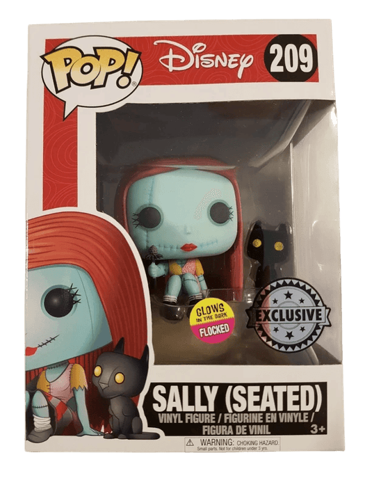 sally seated exclusive silver background glow in the dark flocked 209