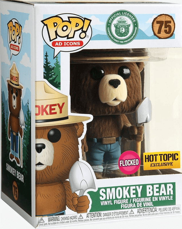 smokey bear hot topic yellow background flocked pink 75